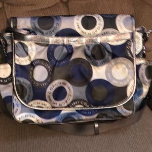 Blue coach baby diaper bag
